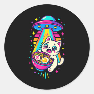 Adesivo Gato Kawaii Engraçado Ramen Ufo Anime Japonês Mulh