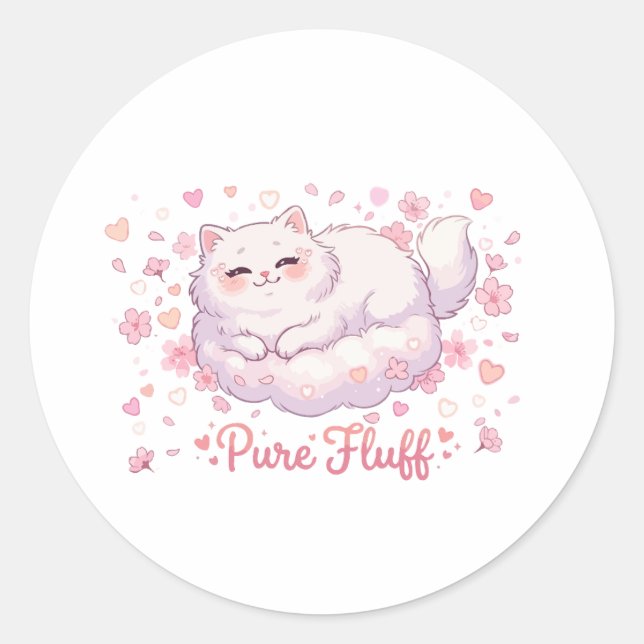 Adesivo Gato Kawaii Fofo Puro Algodão (Frente)