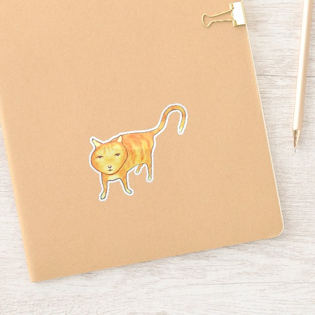 Adesivo Gato Laranja Apático Fofo (Notebook)