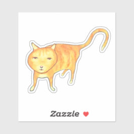 Adesivo Gato Laranja Apático Fofo