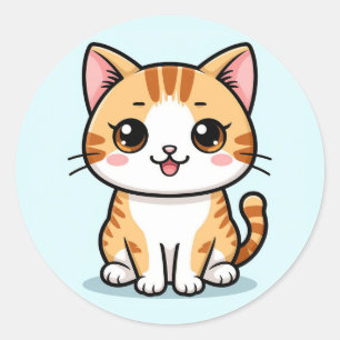 Adesivo Gato Laranja de Desenho Animado Fofo