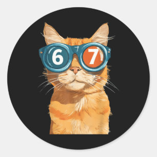 Adesivo Gato laranja engraçado meme 67 Seis Sete Gatos com