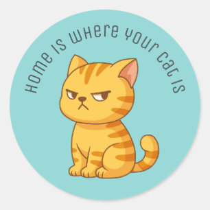 Adesivo Gato Laranja Mal-Humorado com Texto Personalizado