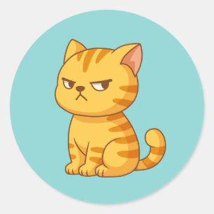 Adesivo Gato Laranja Mal-Humorado em Verde