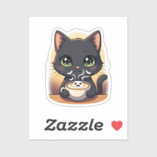 Adesivo Gato Latte Spooky - Vinheta de café com espuma fan