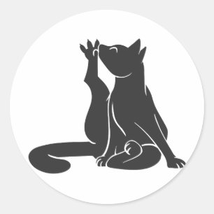Adesivo Gato lava suas patas - Escolha a cor de fundo