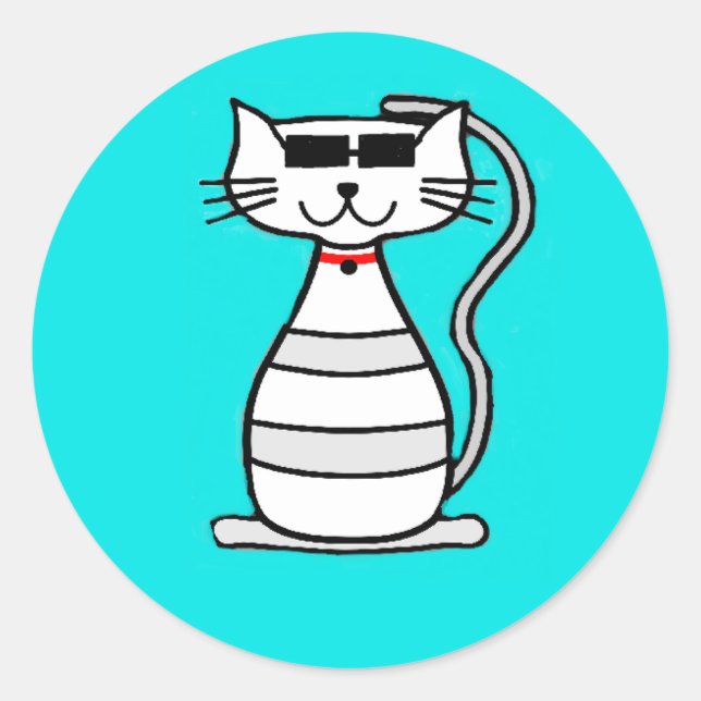 Adesivo Gato legal com óculos de sol (Frente)