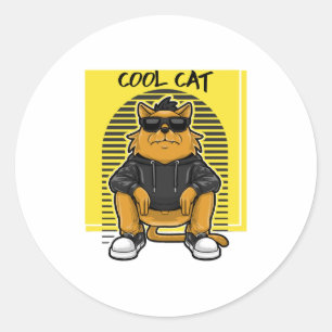 Adesivo Gato legal com óculos de sol e um suéter