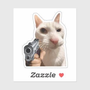 Adesivo Gato Legal Com Pistola Meme Divertido