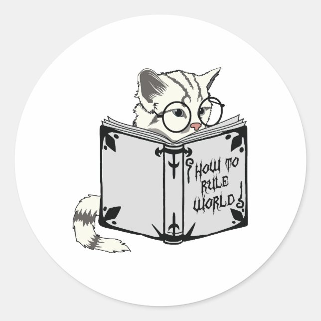 Adesivo Gato Lendo Livro  (Frente)