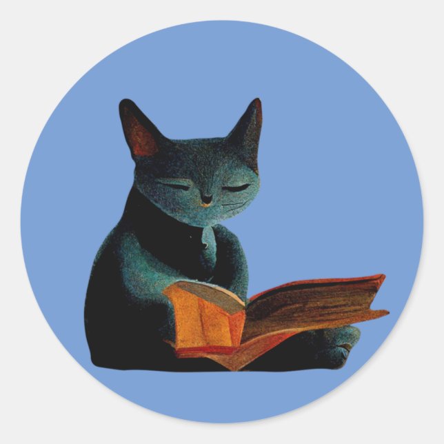 Adesivo Gato lendo um livro (Frente)