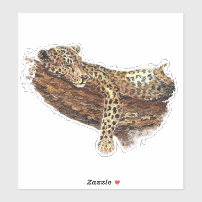 Adesivo Gato-leopardo anestesiador de aquarelas (Folha)