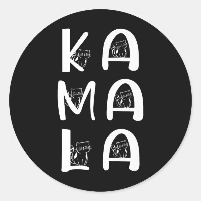 Adesivo Gato - Letra Positiva Kamala Harris Walz Waltz (Frente)