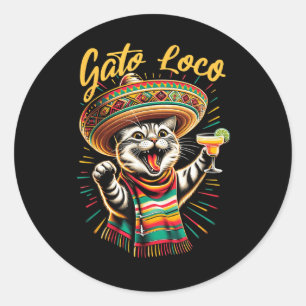 Adesivo Gato Loco Sombrero Cat Cinco De Mayo Engraçado