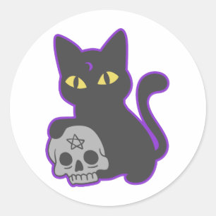 Adesivo Gato mágico com crânio fantasma - Escolher cor