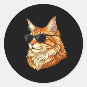 Adesivo Gato Maine Coon Legal Usando Óculos de Sol Gatos D