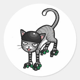 Adesivo Gato malhado de prata em RollerSkates
