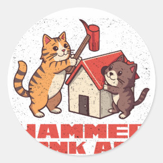 Adesivo Gato Martelo Bonk Meme Divertido Arte Fofo Retro