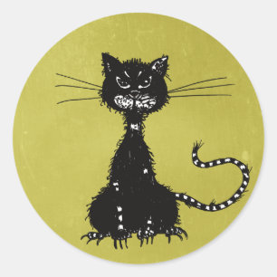 Adesivo Gato Mau preto verde-oliva