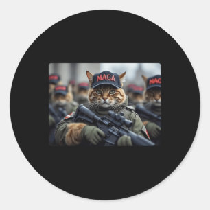 Adesivo Gato Mega Engraçado Com Rifle - Donald Trump Humor