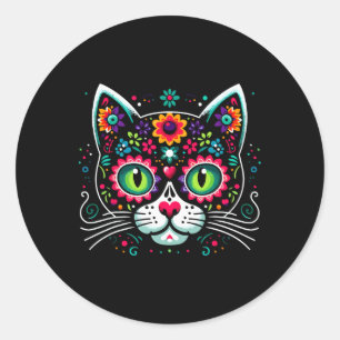 Adesivo Gato Mexicano de Crânio de Açúcar Fofo
