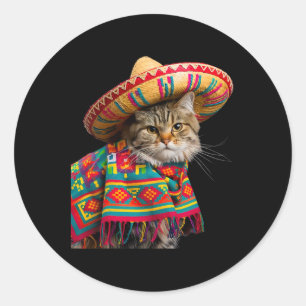 Adesivo Gato Mexicano Engraçado Sombrero Poncho Cinco De M