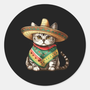 Adesivo Gato Mexicano Usando Chapéu Sombrero E Poncho Cinc