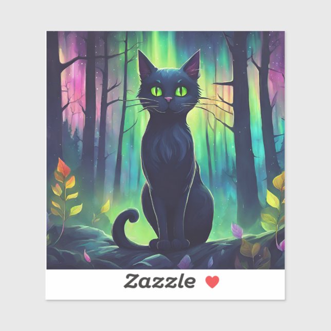 Adesivo Gato Místico das Luzes do Norte (Folha)