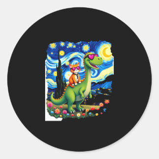 Adesivo Gato Montando Dinossauro T-Rex Noite Estrelada Ama