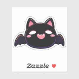 Adesivo Gato Morcego Preto - Kitten Voadora Kawaii