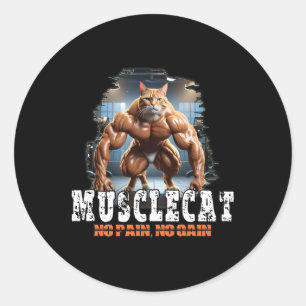 Adesivo Gato Muscular - Poder de Construção de Bacalhau - 