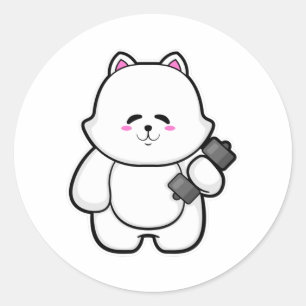 Adesivo Gato na Malhação com Dumbbell