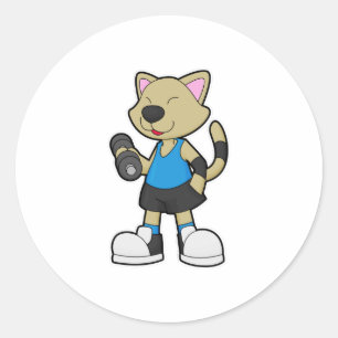 Adesivo Gato na Malhação com Dumbbell