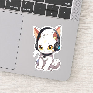 Adesivo Gato na moda charmoso em Fones de ouvido