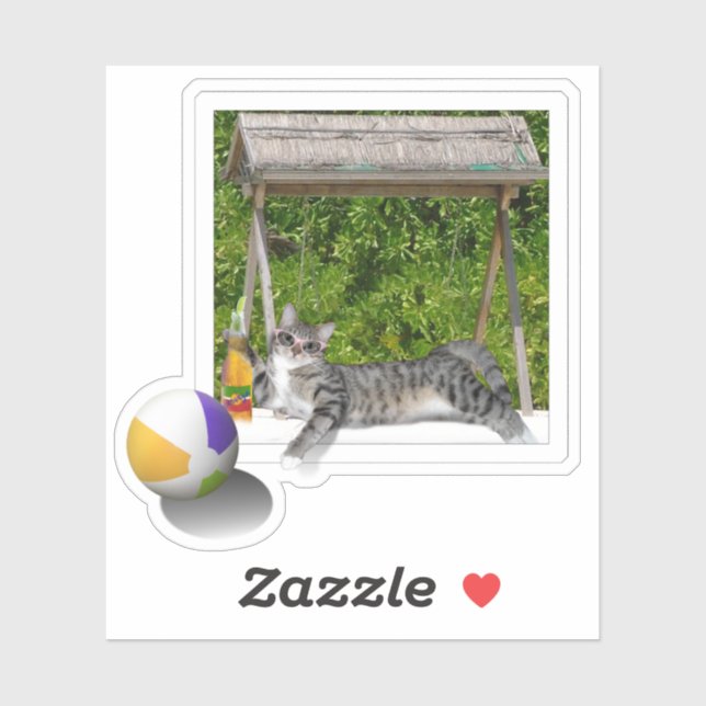 Adesivo Gato na praia (Folha)