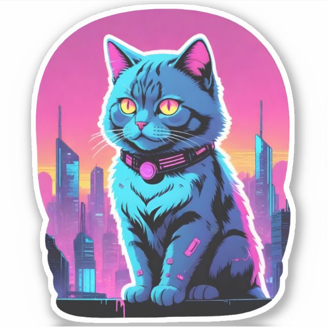 Adesivo Gato na Silhueta da Cidade (Frente)
