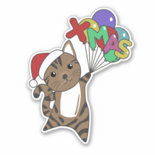 Adesivo Gato Natal Neve Inverno Animais Vedantes
