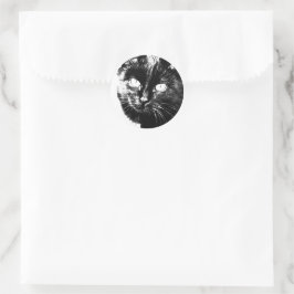 Adesivo Gato Negro Bonito Negro Gato Gatinho Olhos Esboço