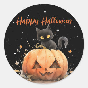 Adesivo Gato Negro Bonito no Halloween de Pumpkin