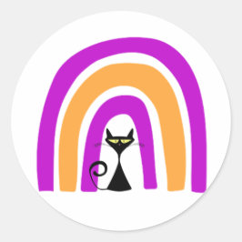 Adesivo Gato Negro Com Arco-Íris Colorido De Halloween