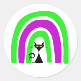 Adesivo Gato Negro Com Arco-Íris Colorido De Halloween