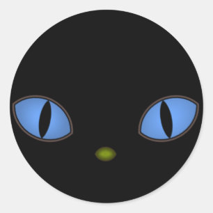 Adesivo Gato Negro Com Olhos Azuis Grandes