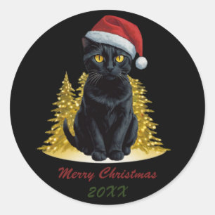 Adesivo Gato Negro de Natal bonito e personalizado com Pap