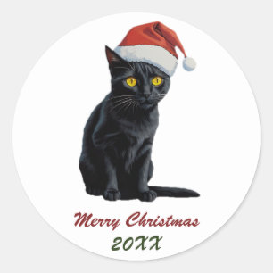 Adesivo Gato Negro de Natal bonito e personalizado com Pap