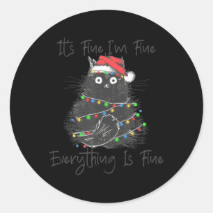 Adesivo Gato Negro de Natal Está bem Estou bem Tudo