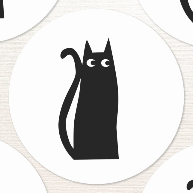 Adesivo Gato Negro Divertido (Fun black cat sticker or envelope seal)