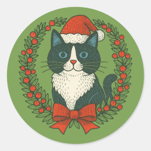 Adesivo Gato Negro e Branco, Natal para Papais noeis