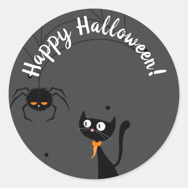 Adesivo Gato Negro e Halloween de Aranha (Frente)