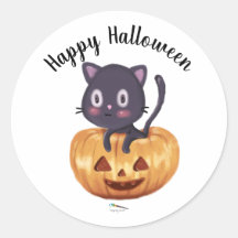 Gato Negro em Pumpkin | Vinheta de Halloween