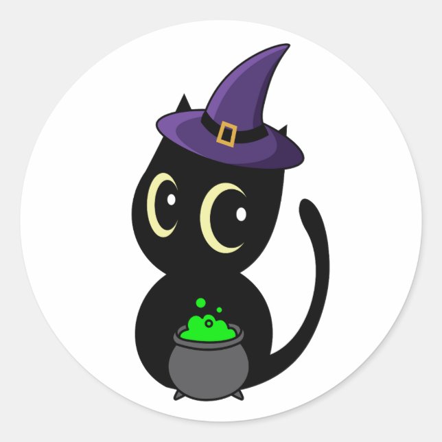 Adesivo Gato Negro engraçado é uma bruxa (Frente)